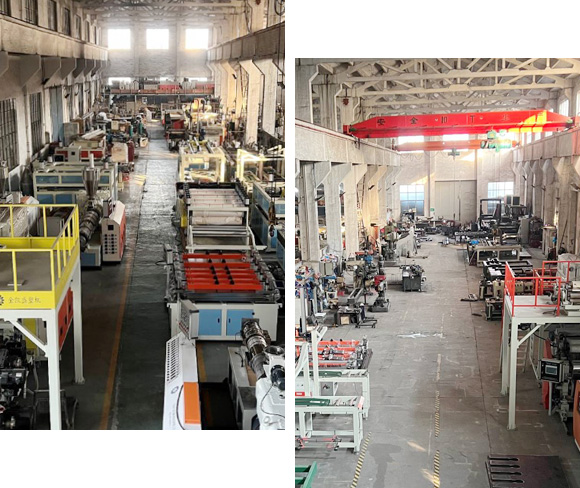 JKS Machinery dual workshop view of plastic extrusion equipment
