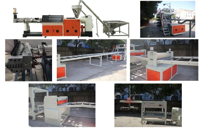 pp hollow construction board production line, full plastic extrusion machine unit collage