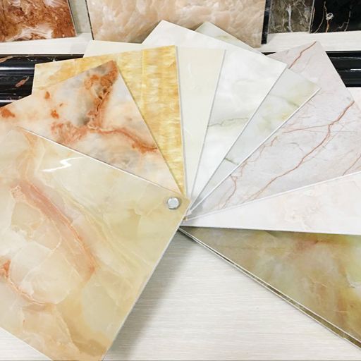 multiple color samples of pvc imitation marble sheet