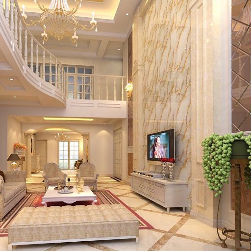 luxury villa living room background wall with pvc imitation marble sheet
