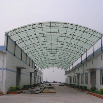 finished pvc hollow corrugated roof tile applied on factory building canopy
