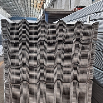 stacked pvc hollow corrugated roof tiles in warehouse