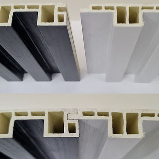 black and white wpc fluted wall panel cross section samples