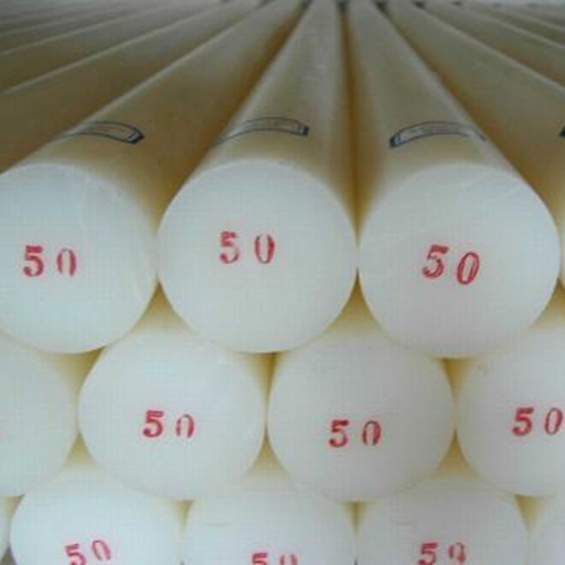 white solid nylon plastic rod with diameter marking