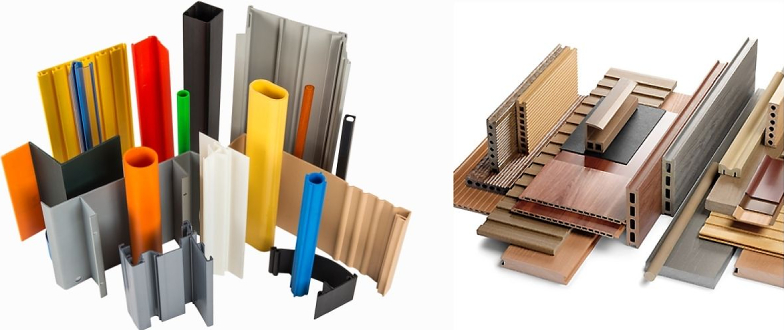various custom plastic profile samples, pvc pp pe abs decoration profiles and wpc profiles