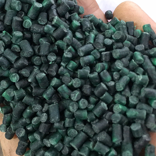 green pvc plastic pellets hand sample